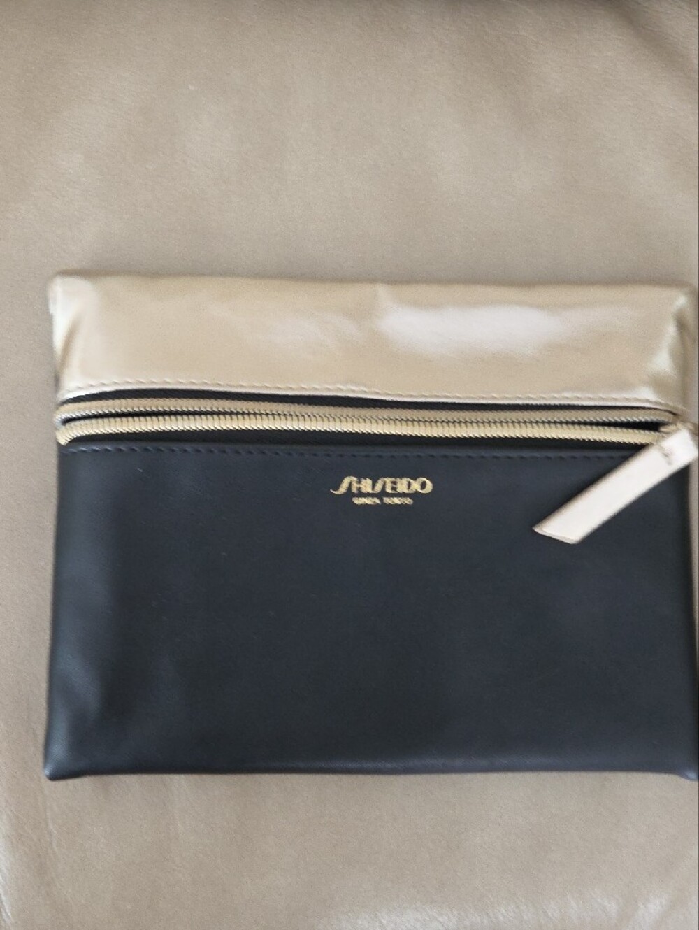 Shiseido Black and Gold Fold-Top Makeup Pouch - Picture 2 of 6